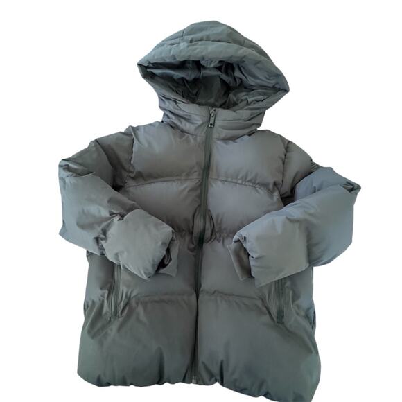 Zara Kids’ Hooded Puffer Jacket Green Water Repellent Size 8-9 - Picture 4 of 8